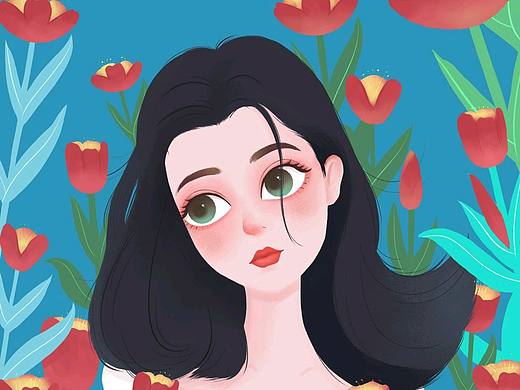 原创森系小场景头像插画/扁平肌理