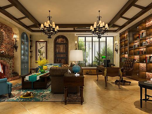 美式客厅（个人主页-ZMzI1MDQ3NTI=） - 家装设计 - 站酷设计师1992效果图晨希原创素材 - 站酷ZCOOL
