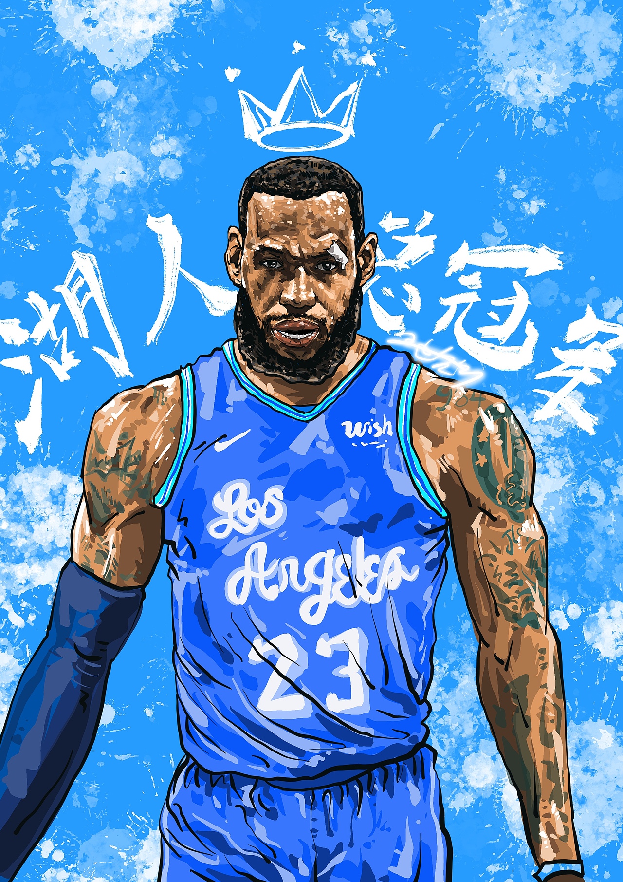 詹姆斯 湖人总冠军nba|插画|创作习作|不会画画的肉小小_原创作品