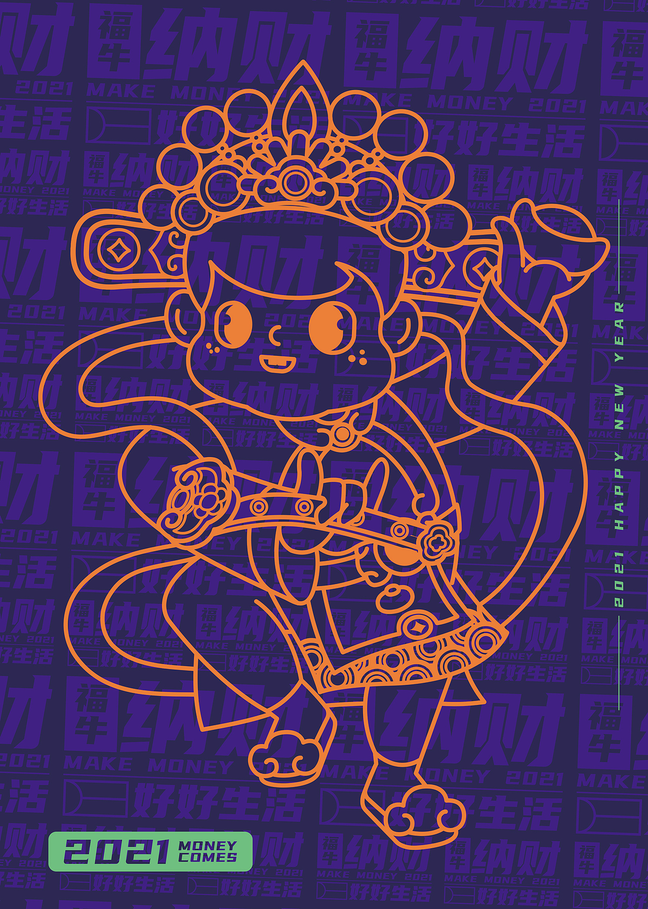 个人原创ip形象设计colaboy2021新年海报