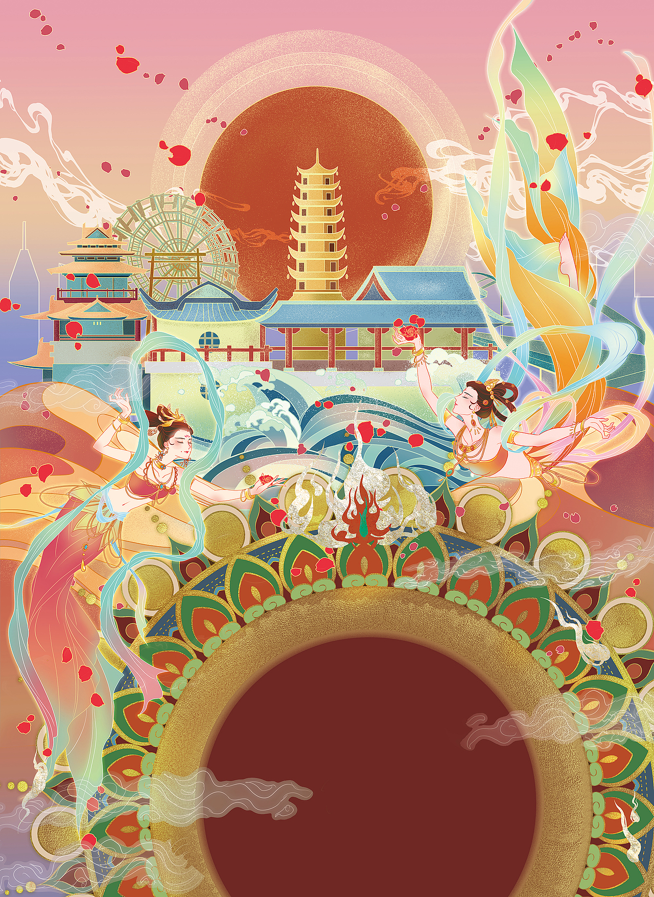 甘肃兰州主题国风壁画（图ZMjYxODEwMjky） - 商业插画 - 站酷设计师烧烧89原创素材 - 站酷ZCOOL