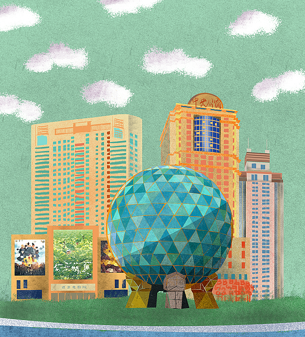 大连手绘景点合集-大连地铁app碳减排活动