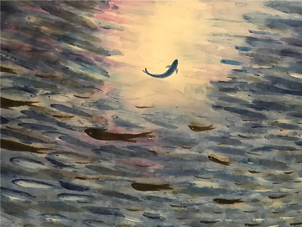 刘勇良作品 《鲨鱼&鱼群》