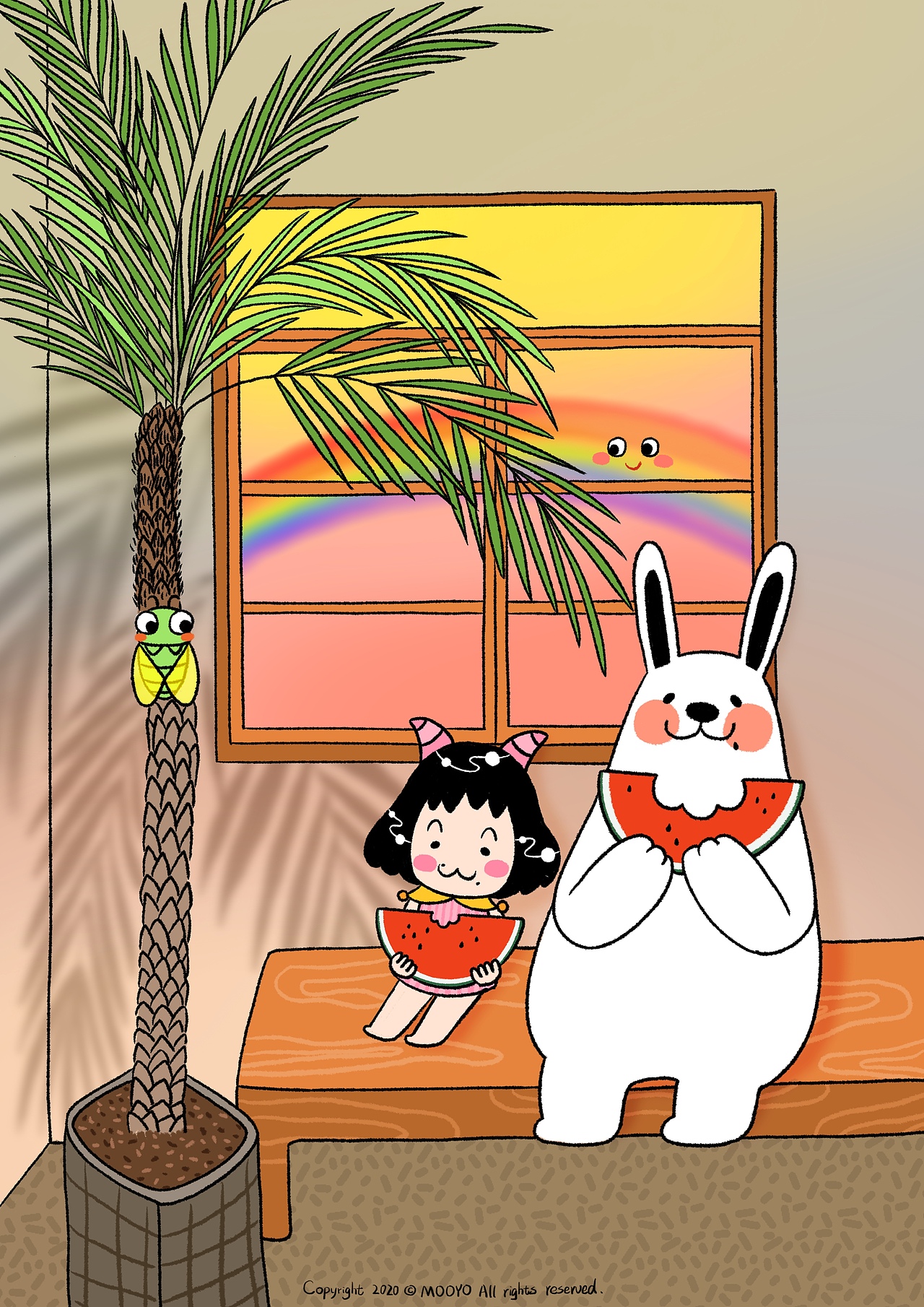 MOOYO 和大兔子 - 遇见甜蜜（图ZMjE4ODE5Njg4） - 艺术插画 - 站酷设计师MOOYO麻药原创素材 - 站酷ZCOOL