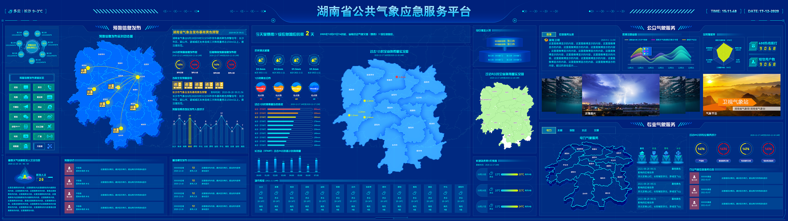 湖南省气象局大屏展示系统