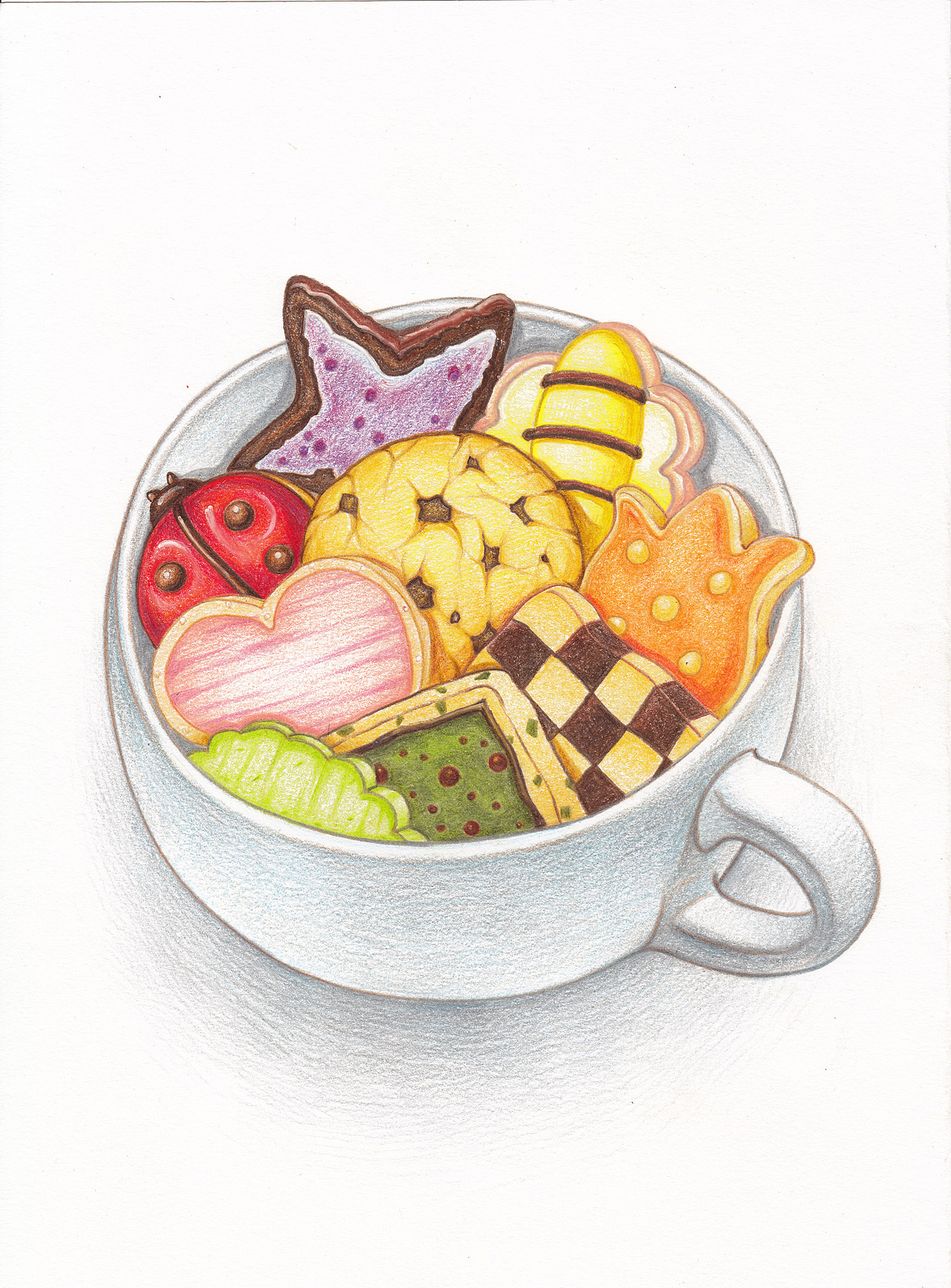 杯子饼干——彩铅步骤