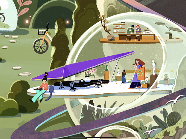 为荣丰大厦绘制的新能源插画（图ZMzM5NTg5OTA4） - 商业插画 - 站酷设计师海鲸SEAWAHLE原创素材 - 站酷ZCOOL