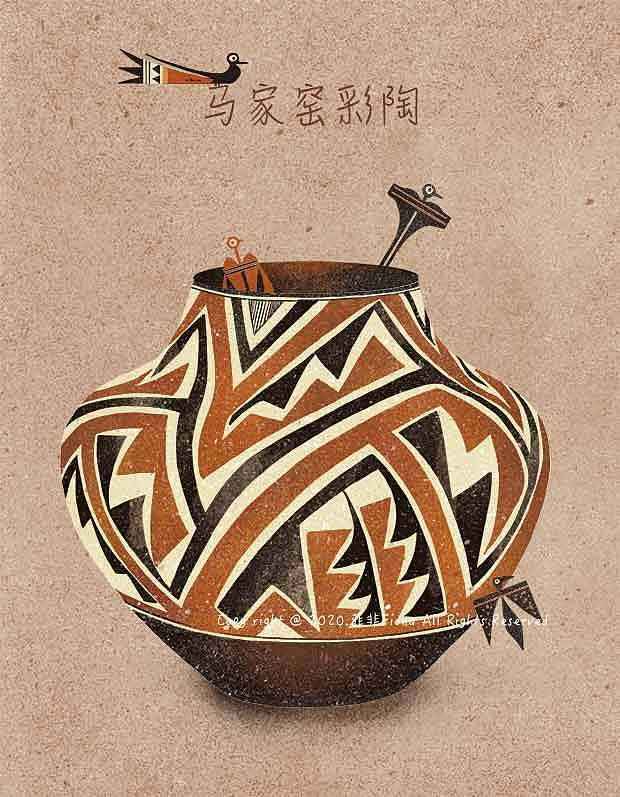 一组关于文物的插画