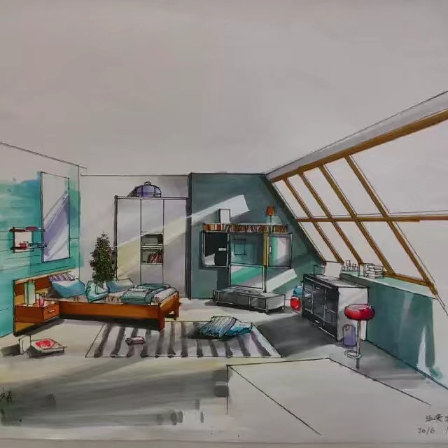 室内景观手绘作品（图ZOTYxNzc1ODA=） - 家装设计 - 站酷设计师汪亦龙原创素材 - 站酷ZCOOL