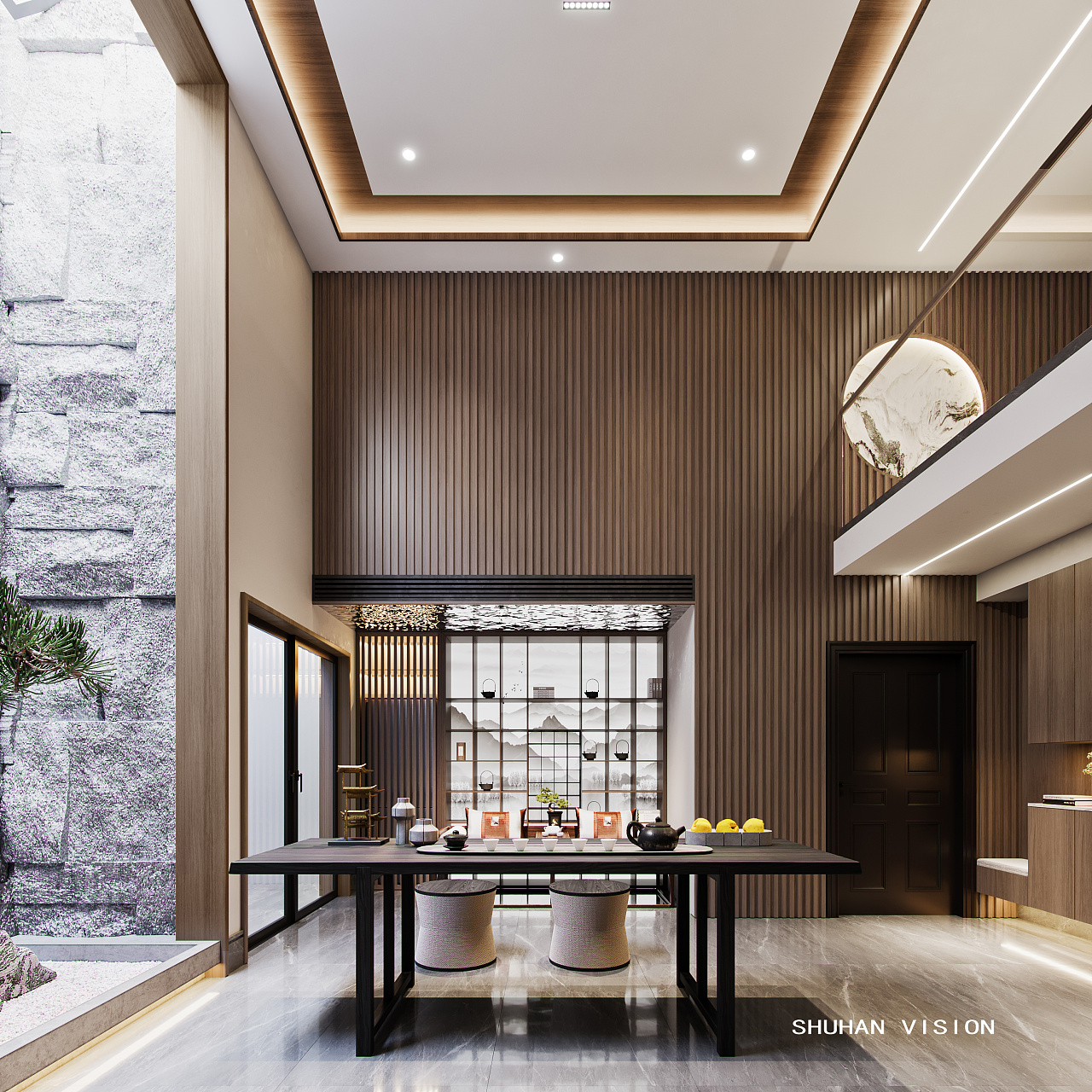 四季云庭 新中式别墅地下室|空间|家装设计|一只兔子_ - 原创作品