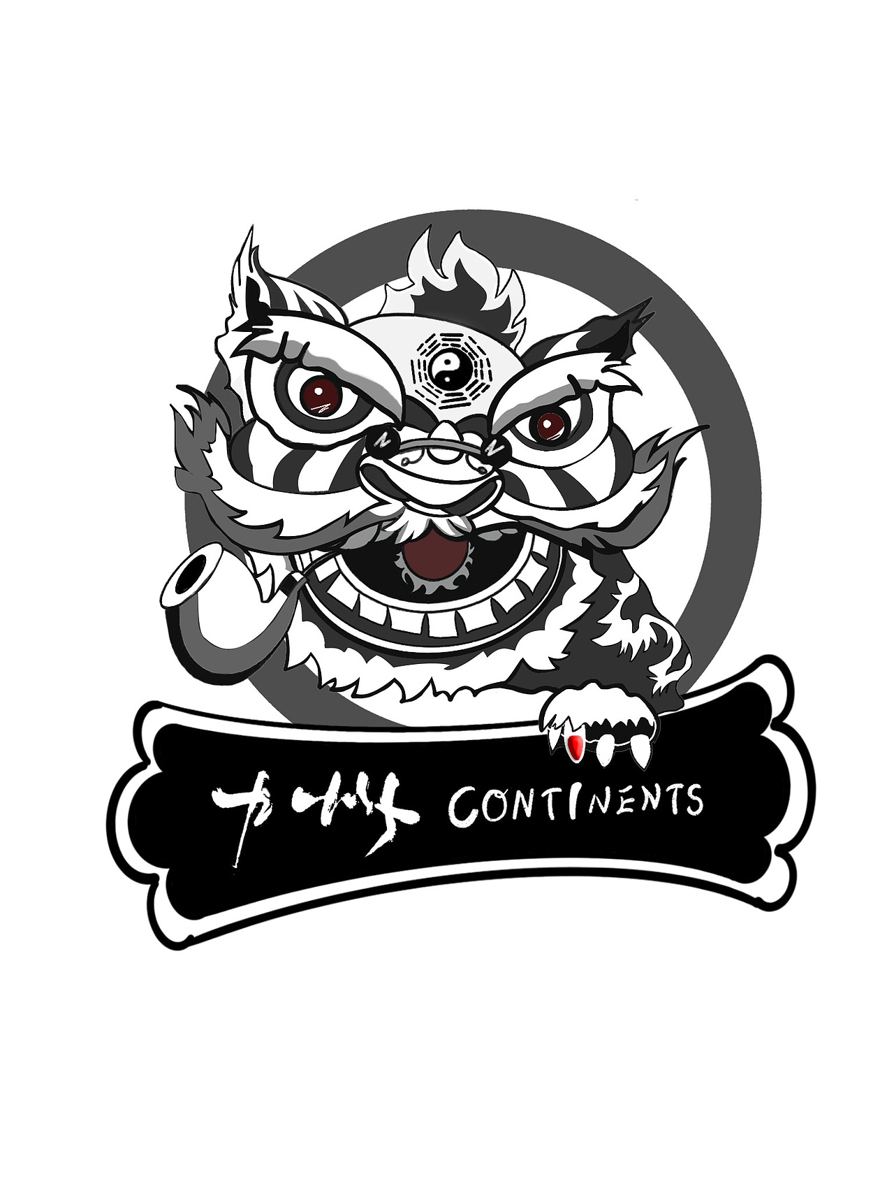 手绘醒狮图案logo