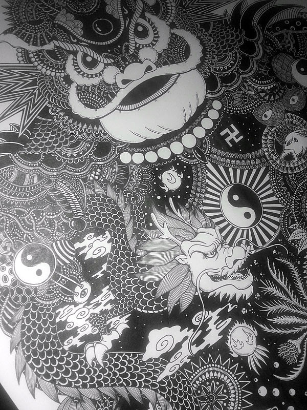 2开大画《最炫中国风》附绘制过程（图ZMTc0MjI3NTY=） - 新锐潮流插画 - 站酷设计师墩小贤原创素材 - 站酷ZCOOL