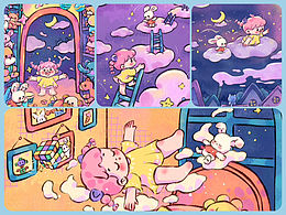 原創(chuàng)兒童插畫《小小的我的小小的夢(mèng)》