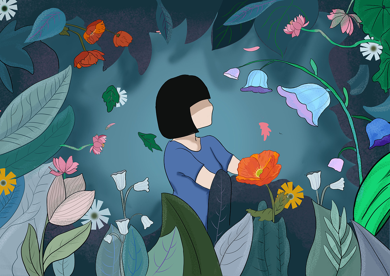 场景插画命题，抑郁（图ZMzAyMTIzOTY0） - 艺术插画 - 站酷设计师阿块原创素材 - 站酷ZCOOL
