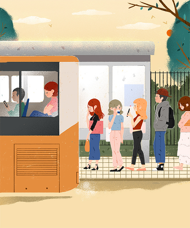 早班晚班公交|插画|商业插画|卷卷卷子sph - 原创作品 - 站酷 (zcool)