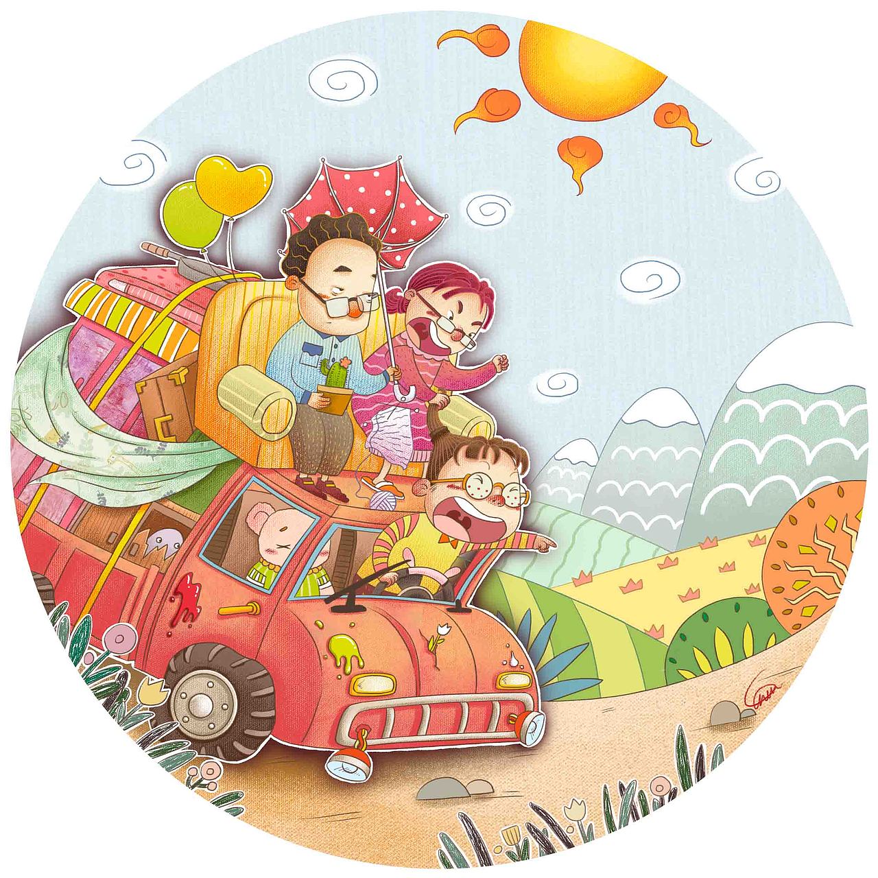 旅行（图ZNTA3MDE1MjA=） - 儿童插画 - 站酷设计师陈楠MUtouNAN原创素材 - 站酷ZCOOL