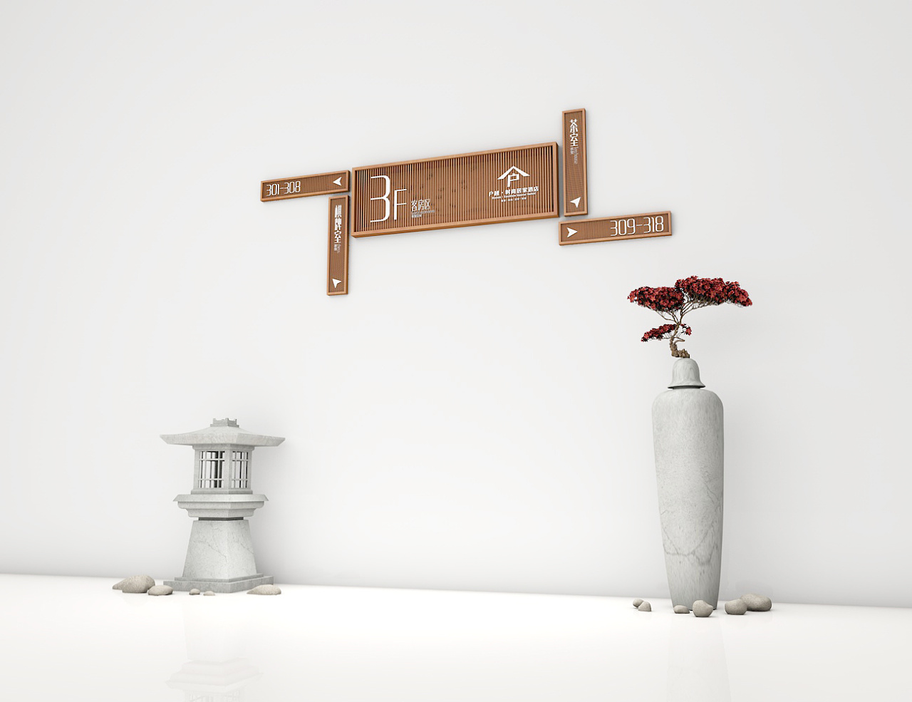 新中式时尚酒店导视设计模板|空间|商业空间设计|蓝色的榴莲 - 临摹作