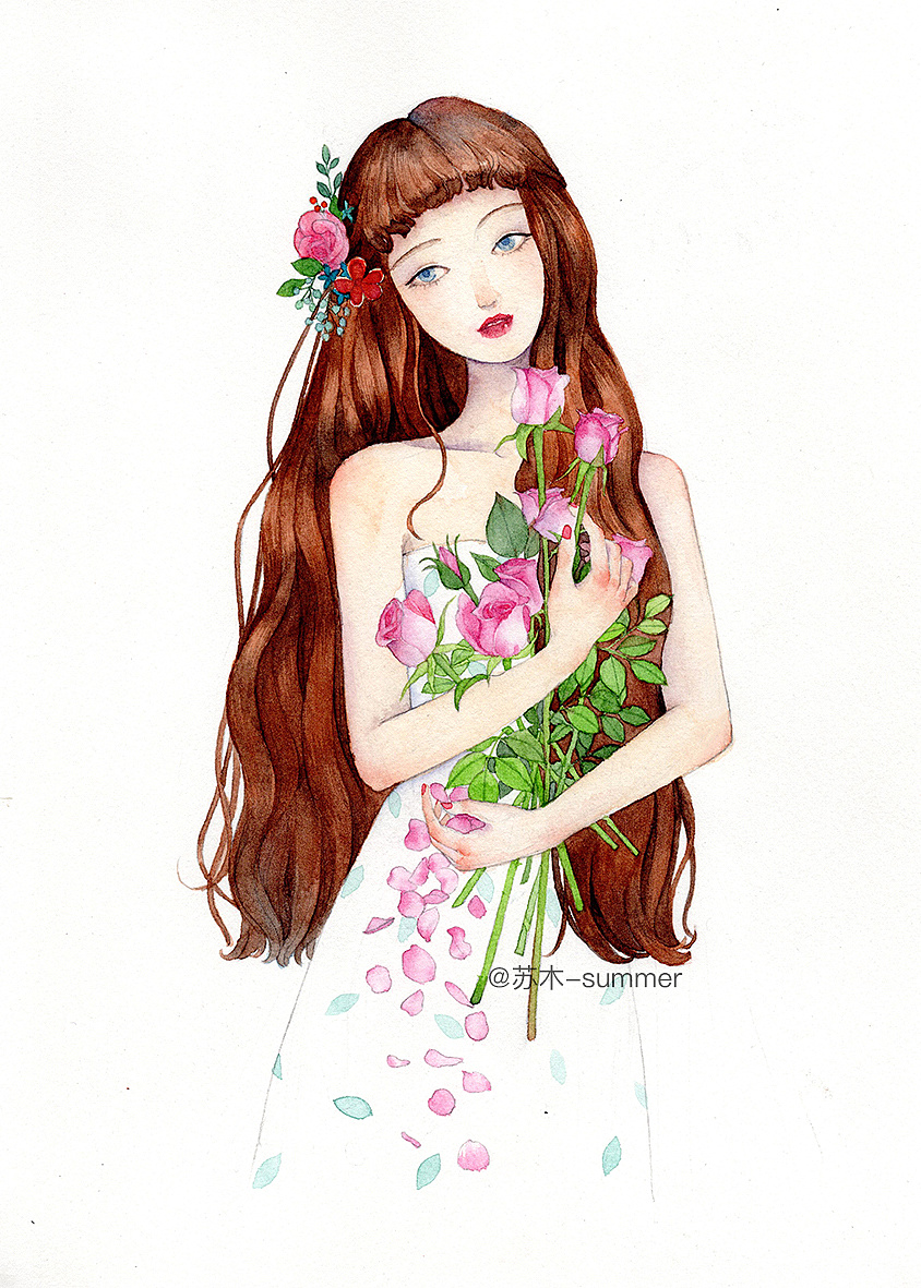 水彩少女十五枚