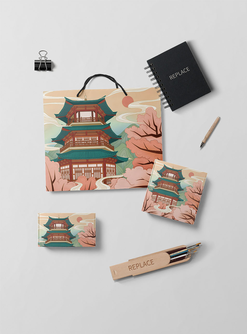 国潮建筑插画（图ZMjQyMTE2NTA0） - 创作习作 - 站酷设计师歪蹄原创素材 - 站酷ZCOOL