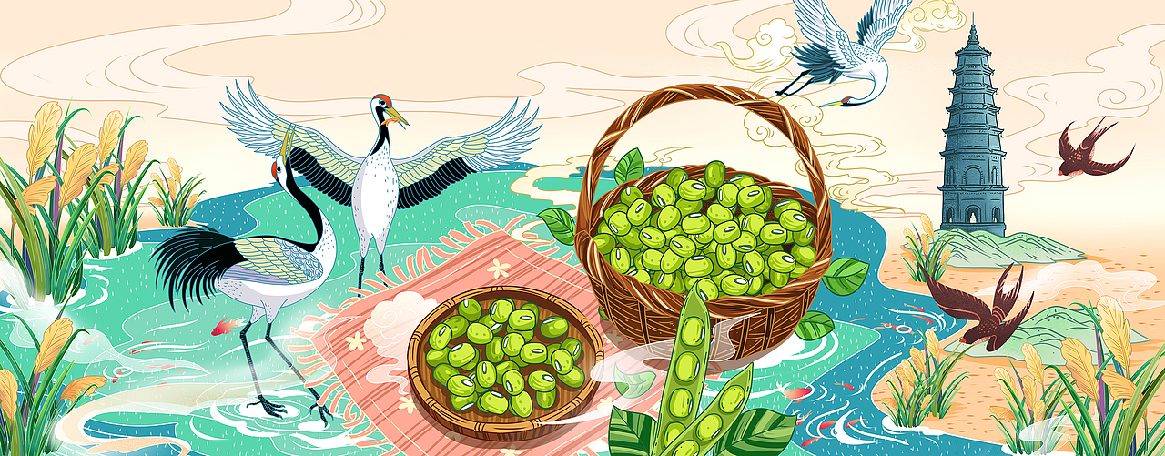 国潮农产品粮食插画