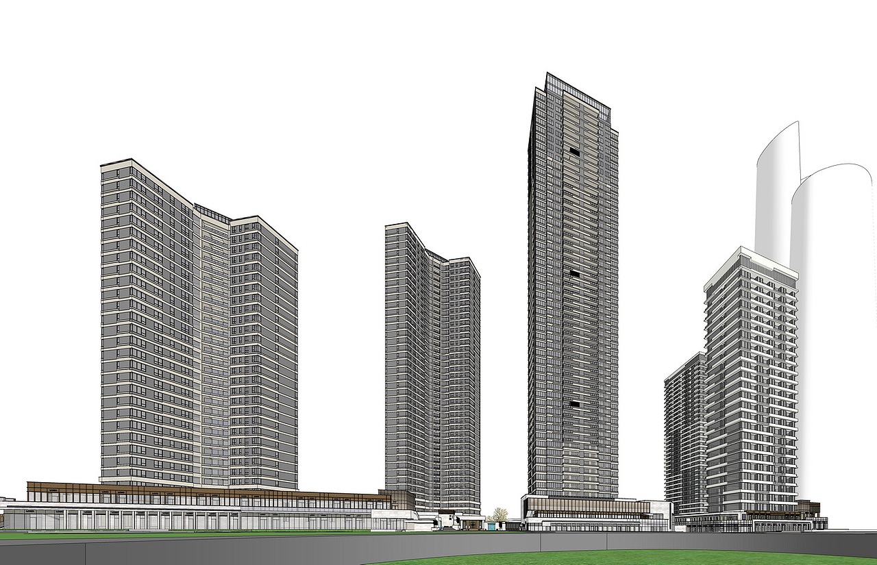 现代超高层住宅公寓SU模型下载