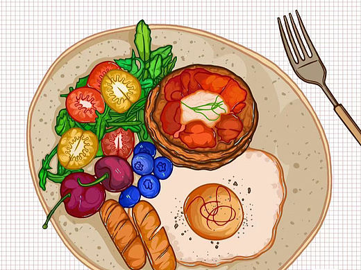 ipad线稿风食物插画/简餐（个人主页-ZNjM2ODYxMDA=） - 商业插画 - 站酷设计师小姜画饿了原创素材 - 站酷ZCOOL