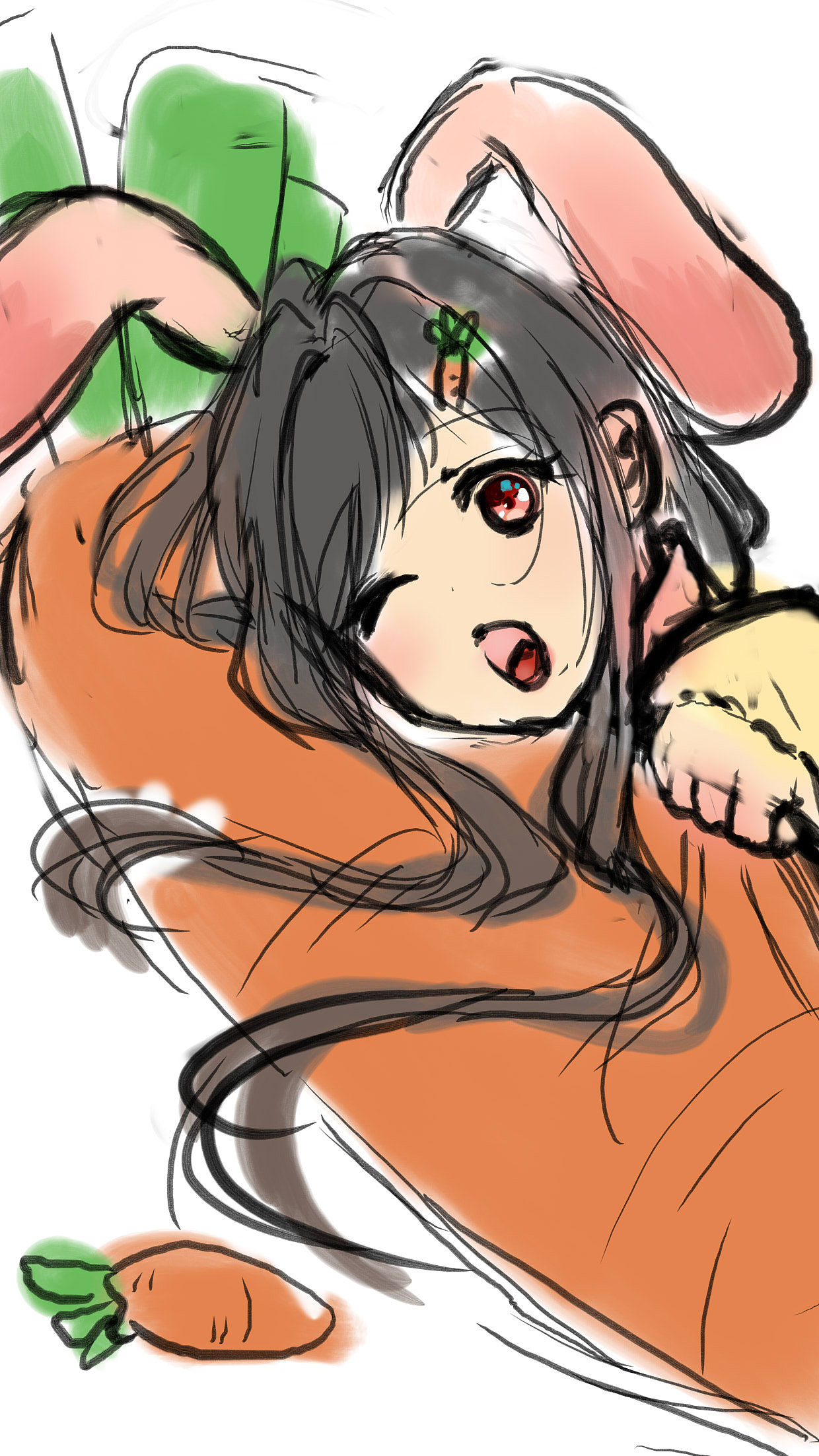 动漫插画请你吃胡萝卜