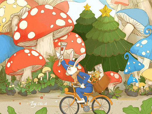 Ivy插画的日常｜兔子邮差努力工作！