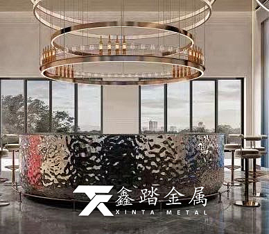 纯手工锻造锤纹肌理造型接待台、不锈钢吧台