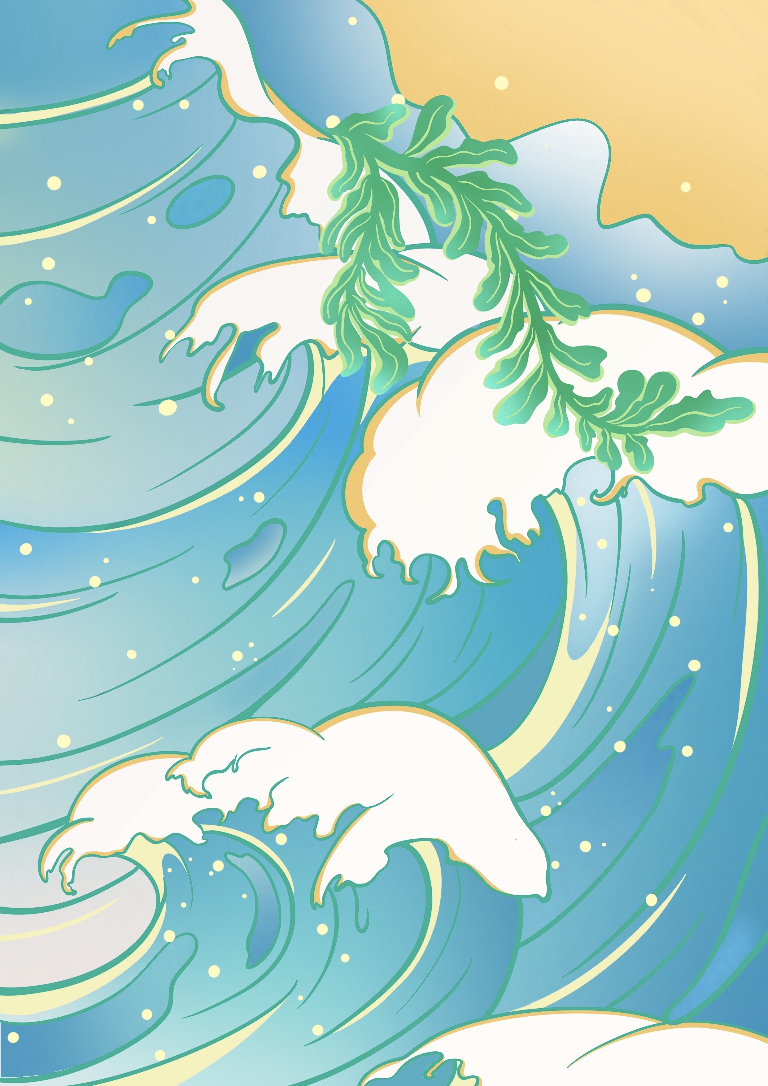 浪啊浪啊,灌到脑子里的浪|插画|商业插画|阿茶_ung - 原创作品 - 站酷