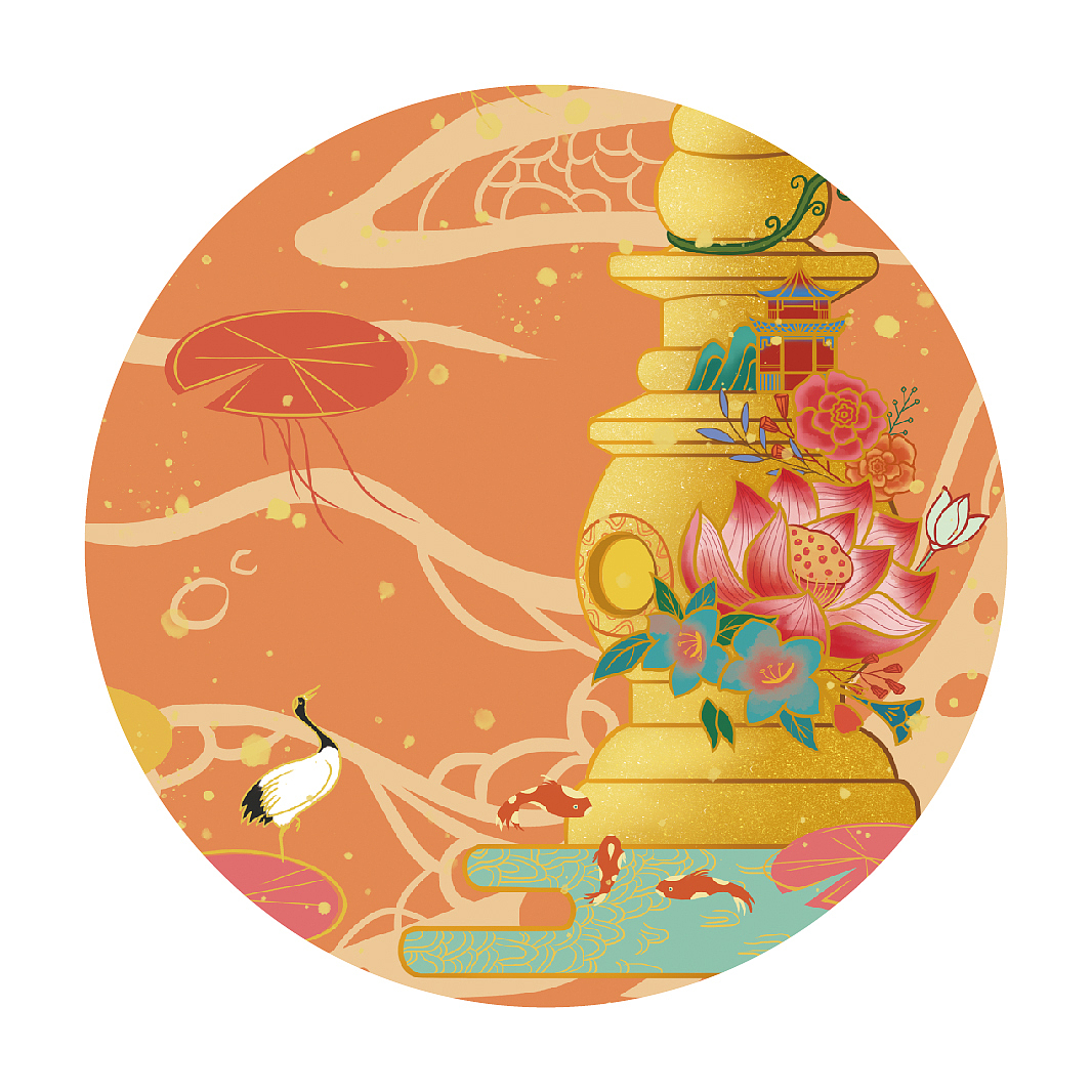 国潮风插画三潭 凤凰