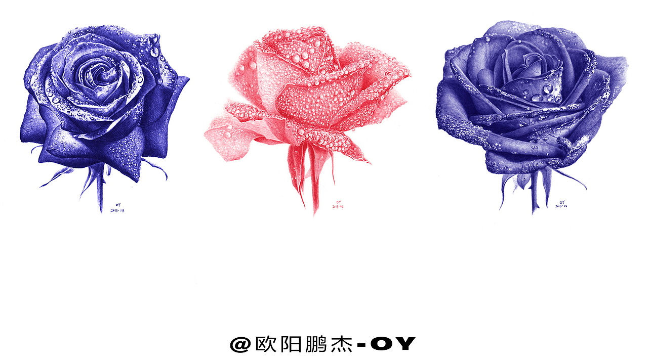 OY圆珠笔画：蓝色妖姬，七夕，献给你！（图ZMTA5NzY0MzY=） - 短片 - 站酷设计师欧阳鹏杰_OY原创素材 - 站酷ZCOOL
