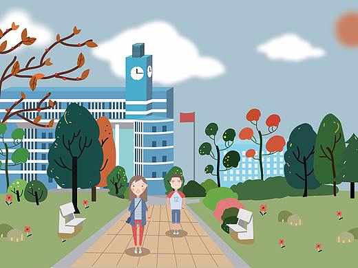 学校建筑插画