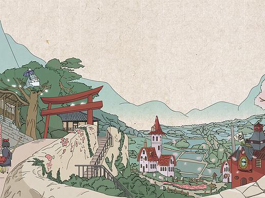 大型“山水、动画”系列壁画作品