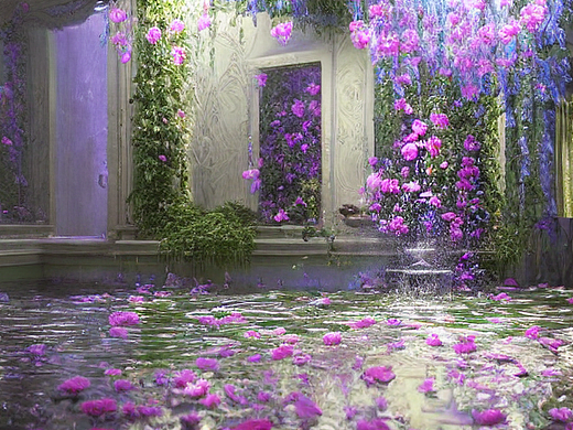 #AI创作实验室#花与镜子与水