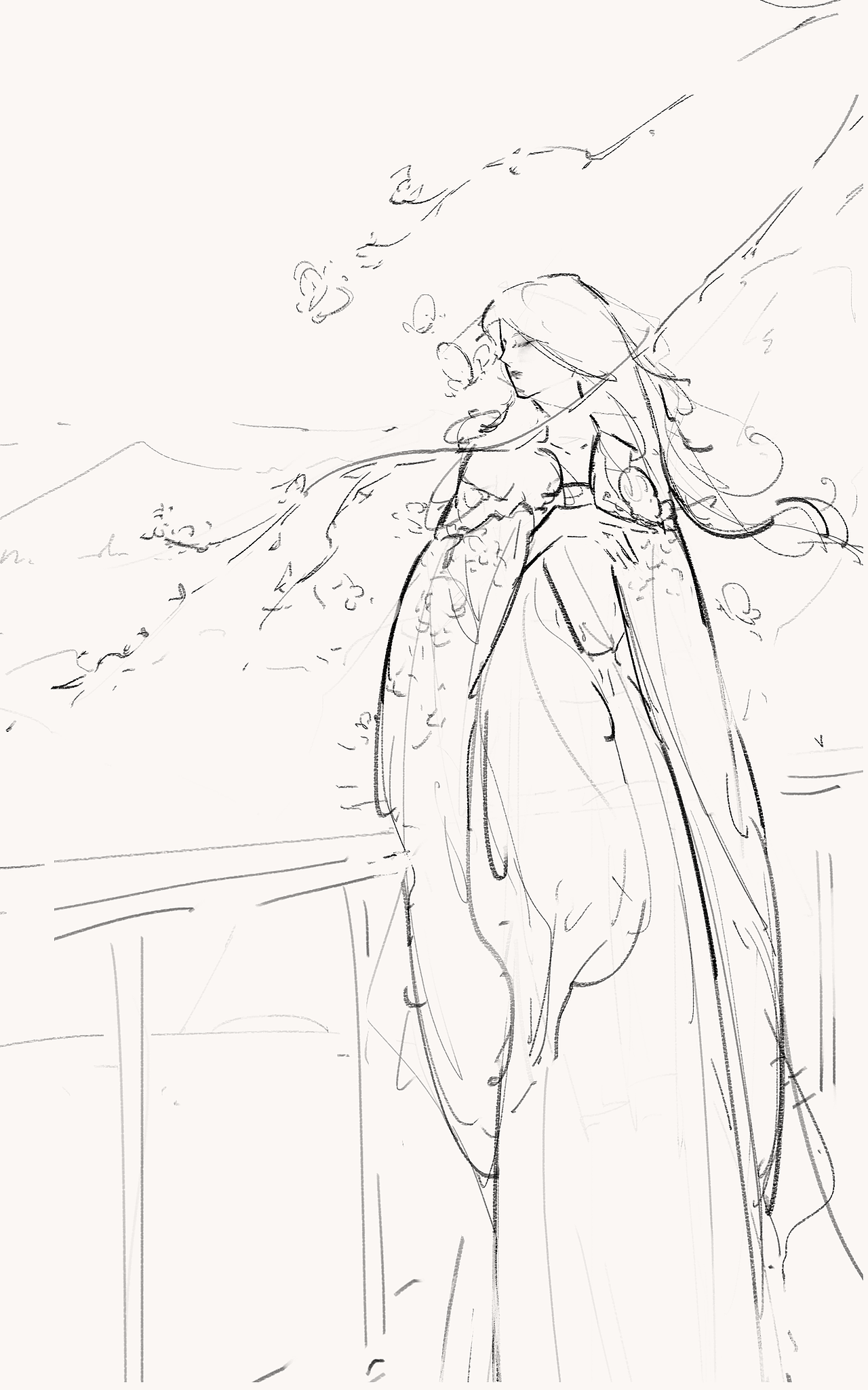 【绘画过程】风真大!