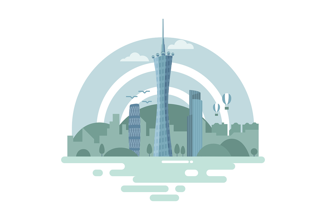 羊城新八景ai插画