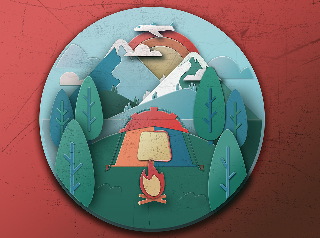 剪纸叠加 ` 扁平插画（图ZMTYwNzkwMTUy） - 创作习作 - 站酷设计师蓝星一日游丶原创素材 - 站酷ZCOOL