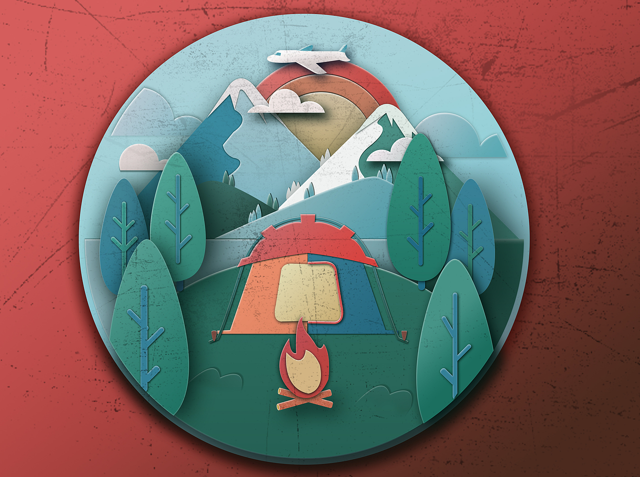 剪纸叠加 ` 扁平插画（图ZMTYwNzkwMTUy） - 创作习作 - 站酷设计师蓝星一日游丶原创素材 - 站酷ZCOOL