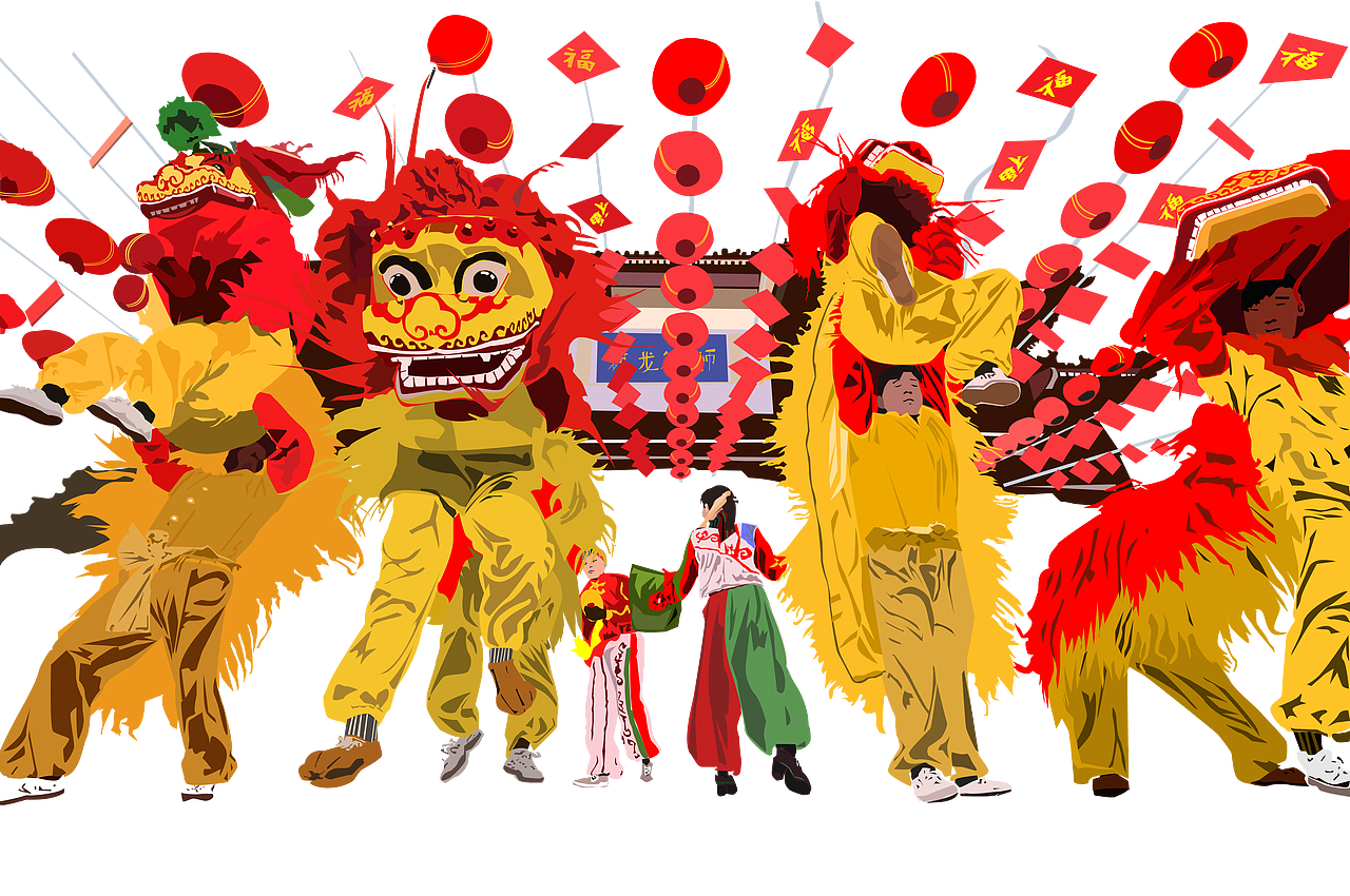 舞龙舞狮插画（图ZMjA3OTkxODA0） - 创作习作 - 站酷设计师v丶oe原创素材 - 站酷ZCOOL