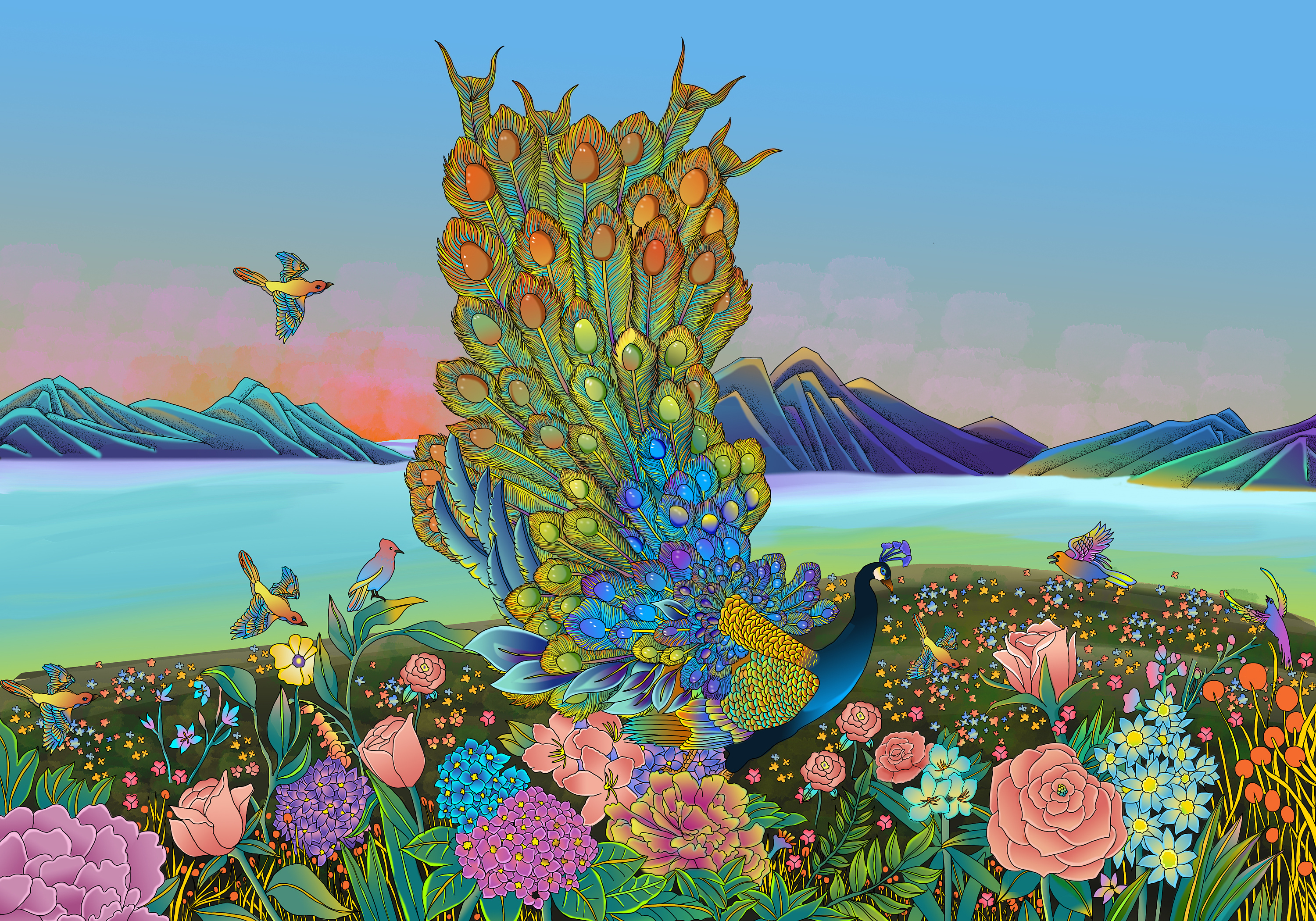 孔雀|插画|商业插画|张娅 - 原创作品 - 站酷 (zcool)