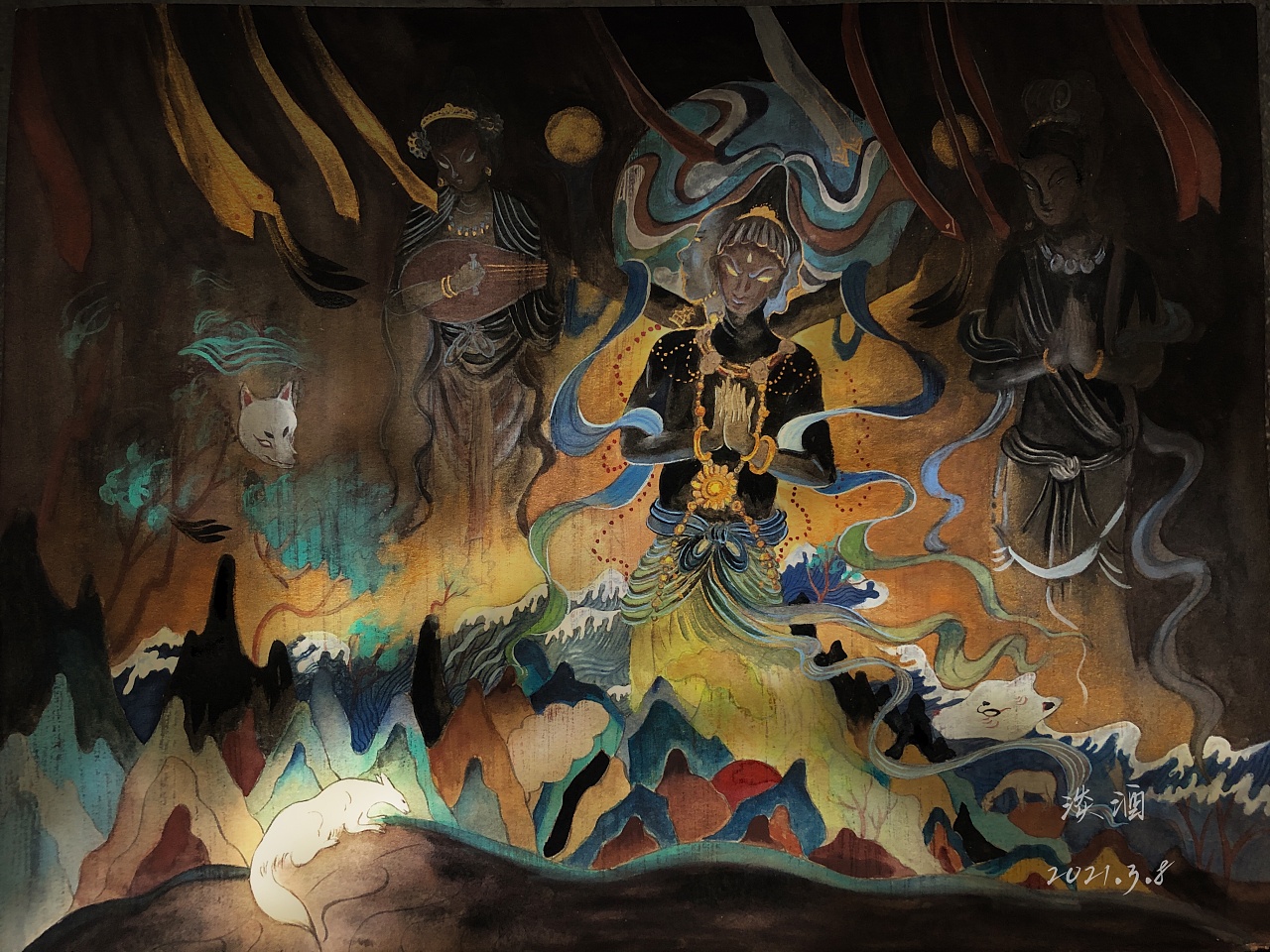 颜彩 神佛人物类|插画|创作习作|淡酒danjiu - 临摹作品 - 站酷