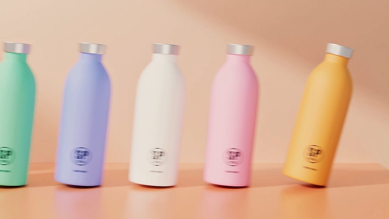 C4D多彩保温瓶动画