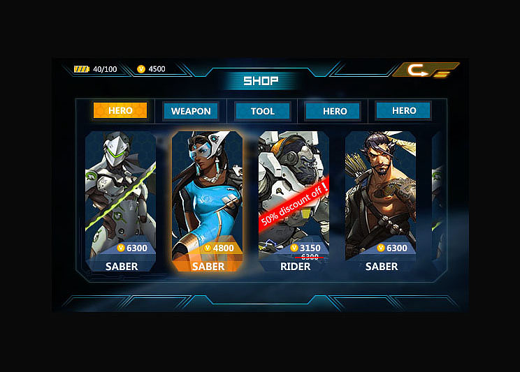 科技风游戏UI（图ZOTk4MTEwNDA=） - 游戏UI - 站酷设计师不会做海报的靓仔原创素材 - 站酷ZCOOL