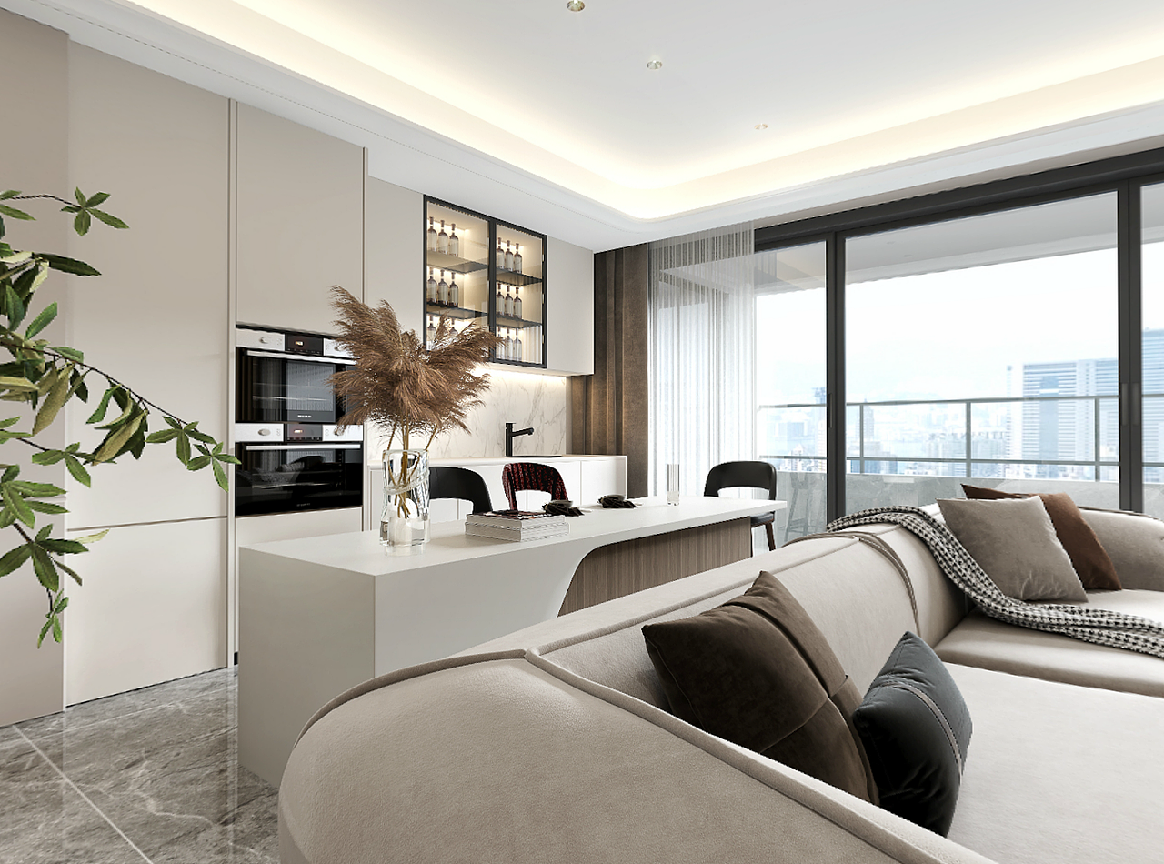 壹江郡三期大平层装修,现代简约风格设计,天古装饰