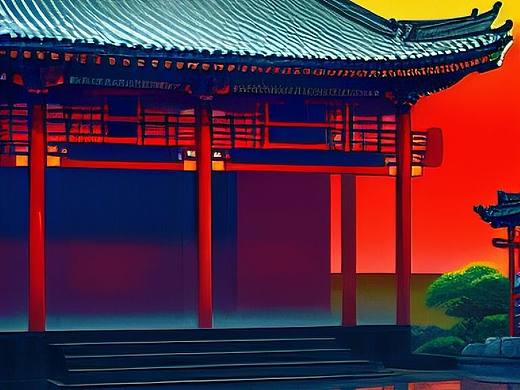 插画丨宫殿一角，夕阳染色