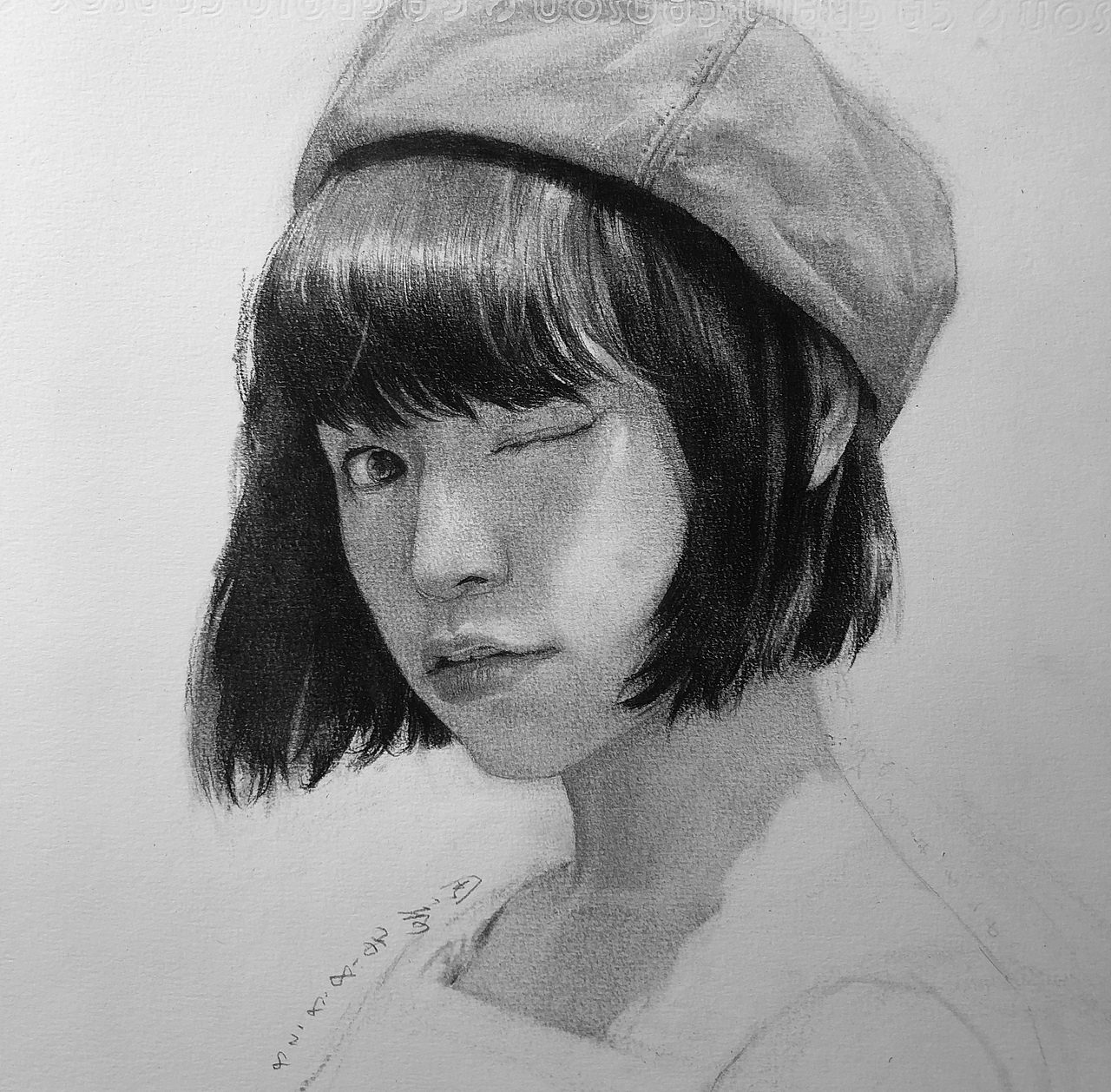 人像素描小清新美女