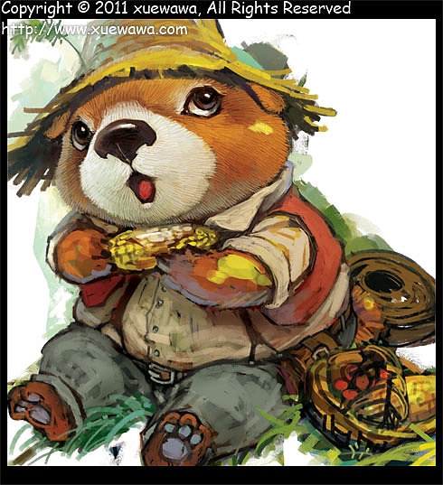 【童画世界 by 雪娃娃】啃包穀的小熊（图ZMzc3NTQ3NDg=） - 商业插画 - 站酷设计师雪娃娃童画原创素材 - 站酷ZCOOL