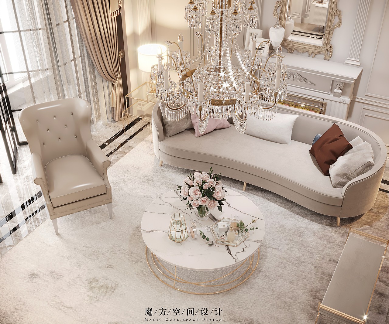 【魔方】法式轻奢•上海别墅项目（图ZMjQ3ODkyMDky） - 家装设计 - 站酷设计师魔方空间设计原创素材 - 站酷ZCOOL