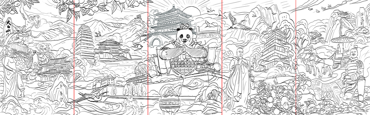 《华彩长安》主视觉插画&文创产品开发（图ZMjg4NTIyNTM2） - 商业插画 - 站酷设计师三欧创意原创素材 - 站酷ZCOOL